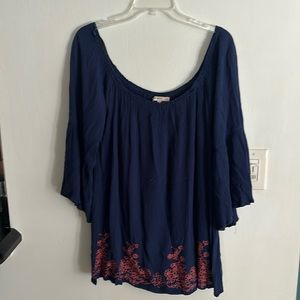 Blue flowy top used as dress or beach cover